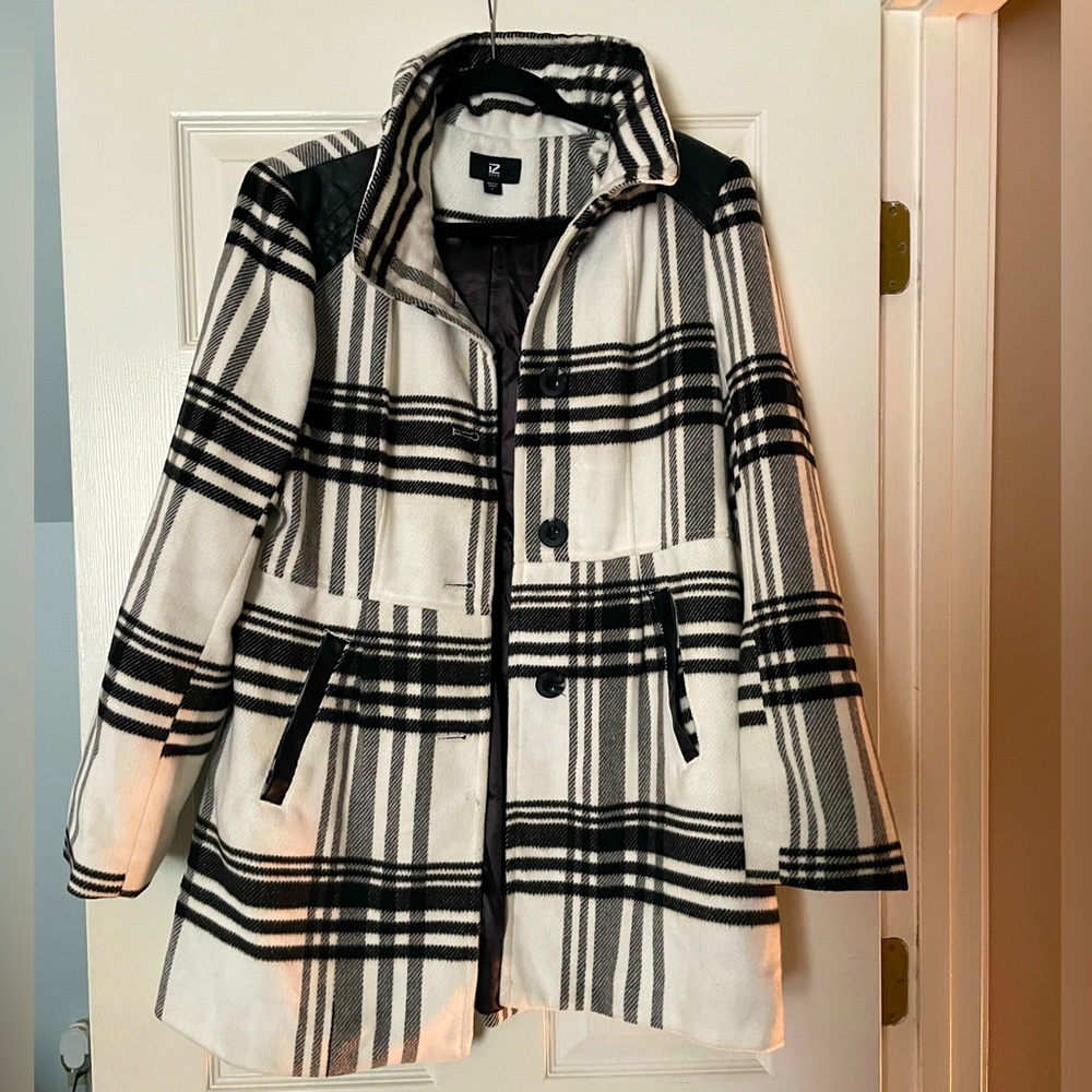 IZ Black & White stripped Pea Coat.